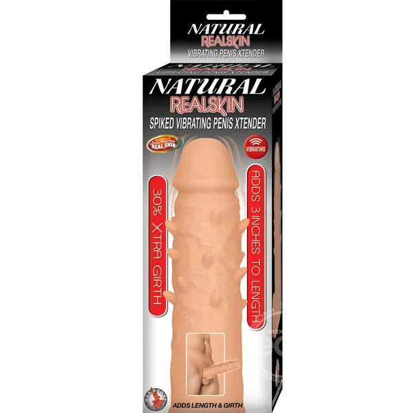 Natural Realskin Spiked Vibrating Penis Xtender - Vanilla