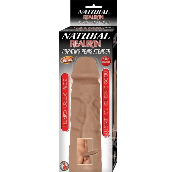 Natural Realskin Vibrating Penis Xtender - Chocolate