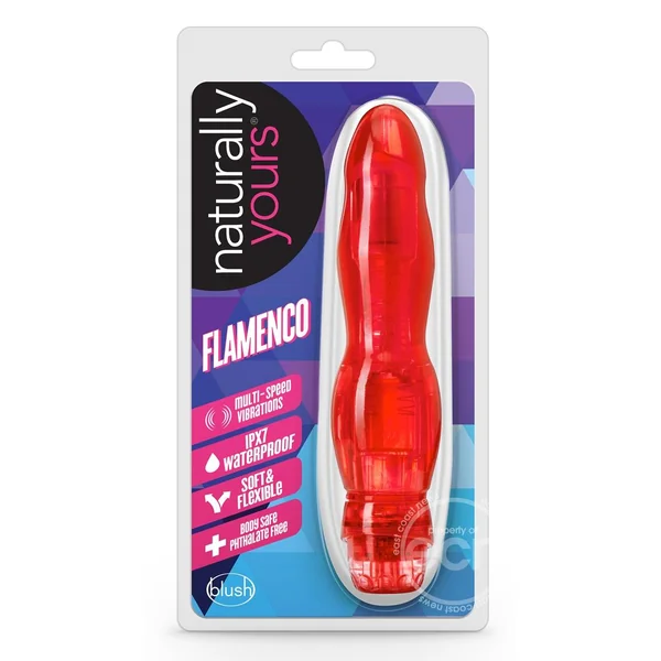 Naturally Yours Flamenco Vibrating Dildo 6.75in - Red