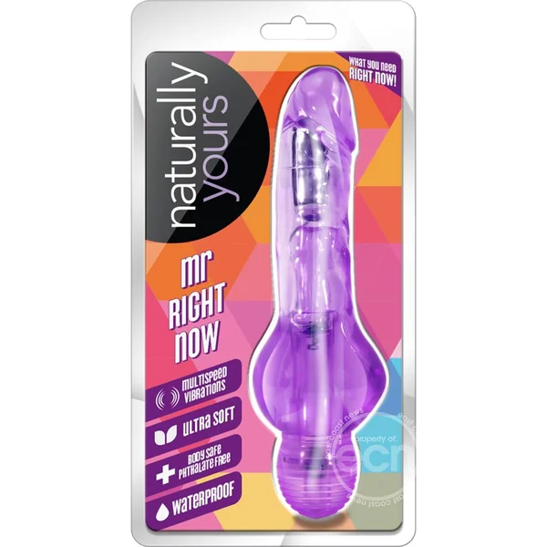 Naturally Yours Mr. Right Now Vibrating Dildo 6.5in - Purple