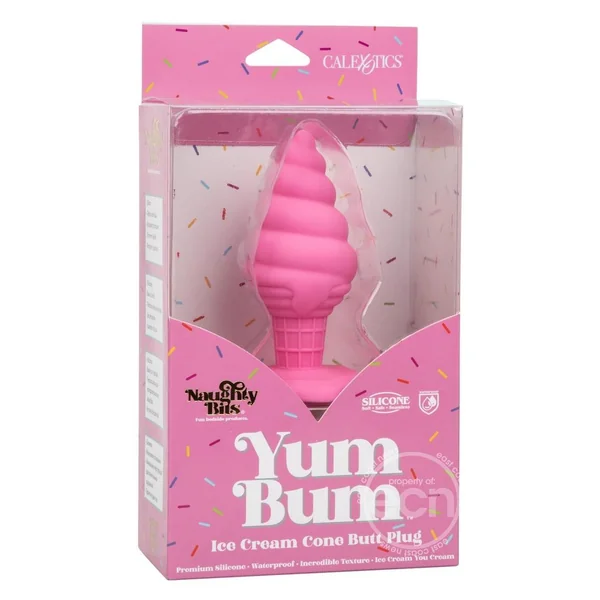 Naughty Bits Yum Bum Ice Cream Cone Silicone Butt Plug - Pink