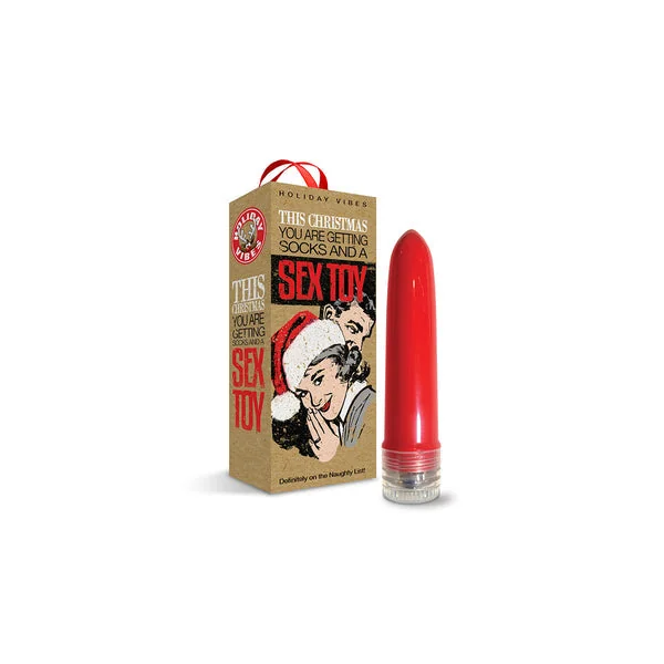 Naughty List Gift Socks And A Sex Toy 4 in. Multi-Speed Vibe With Storage Bag