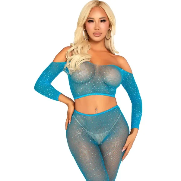 Neon Blue Captivating Crush Crop Top and Leggings Set
