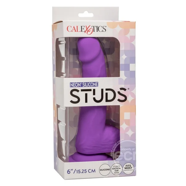 Neon Silicone Studs Dildo 6in