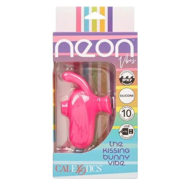 Neon Vibes Kissing Bunny Rechargeable Silicone Vibrator - Pink