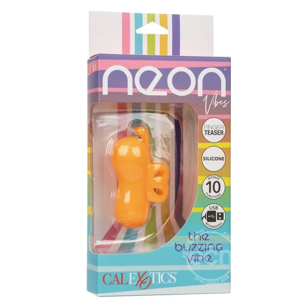 Neon Vibes The Buzzing Vibe Rechargeable Silicone Finger Vibrator - Orange
