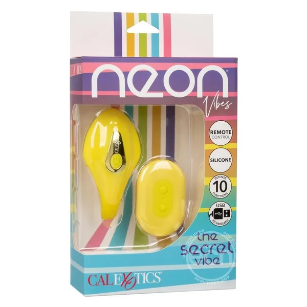 Neon Vibes The Secret Vibe Rechargeable Silicone Vibrator With Remote Control - Yellow