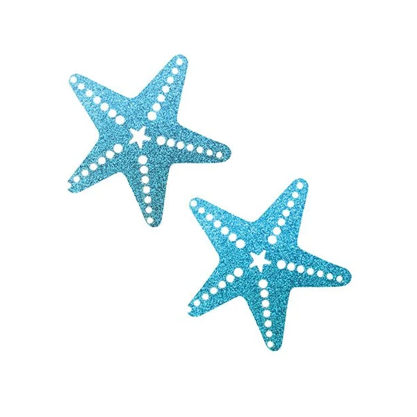 Neva Nude Glitter Starfish Under the Sea Pasties - Blue O/S