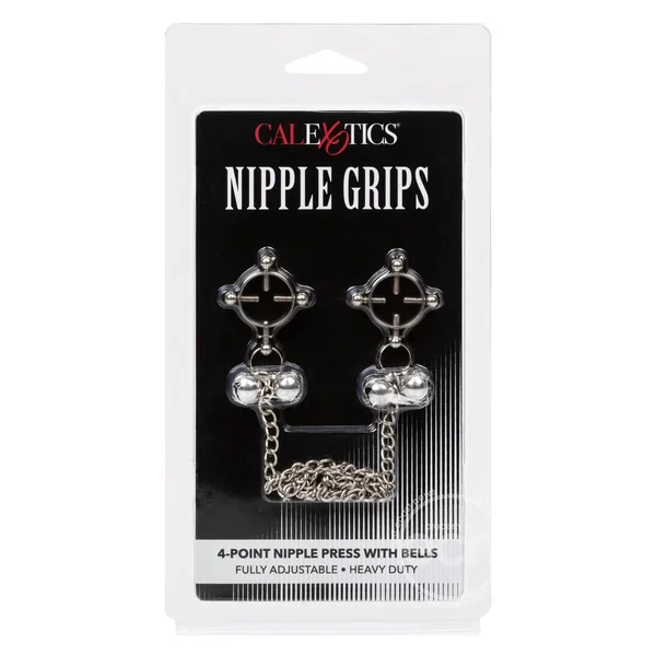 Nipple Grips 4-Point Nipple Press with Bells - Silver