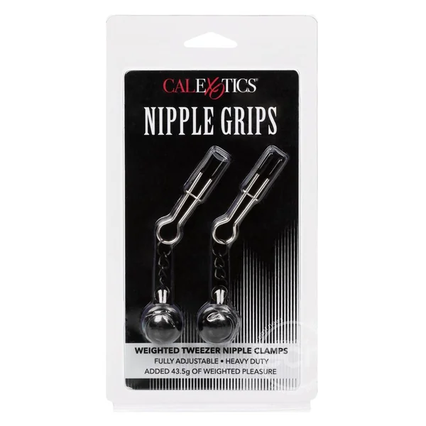 Nipple Grips Weighted Tweezer Nipple Clamps - Silver/Black