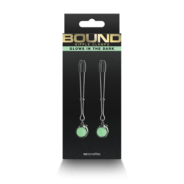 NS Novelties Glow In The Dark Nipple Clamps Gunmetal