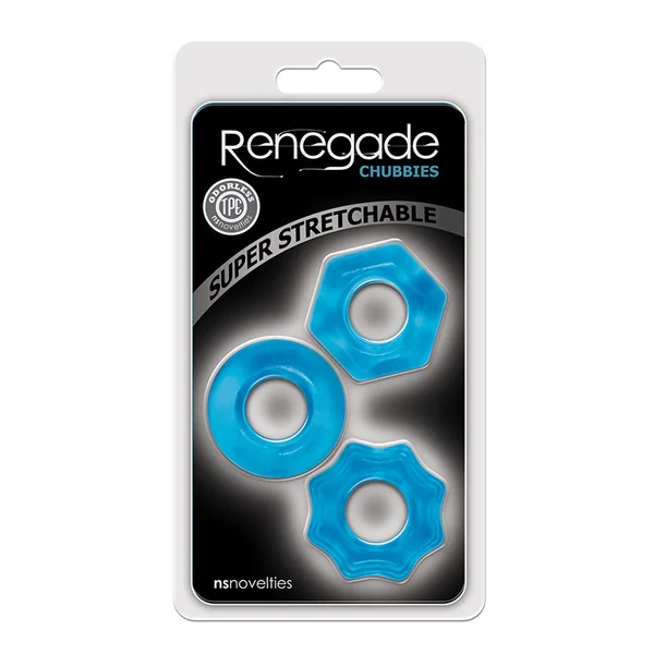 NS Novelties Renegade Chubbies Blue Cock Ring Set