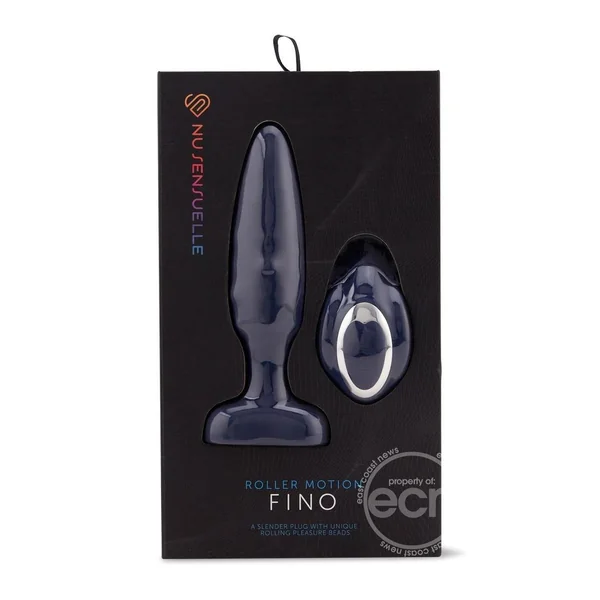 Nu Sensuelle Andii Fino Roller Motion Rechargeable Silicone Anal Plug with Remote Control - Navy Blue
