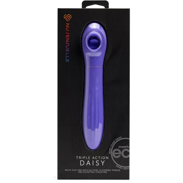 Nu Sensuelle Daisy Rechargeable Silicone Triple Action Thrusting Tongue Suction Vibrator