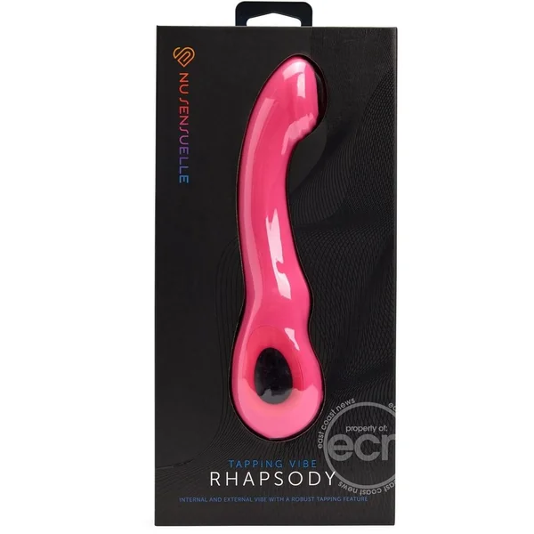 Nu Sensuelle Rhapsody Rechargeable Silicone Single Tapping Vibrator with Clitoral Stimulation - Deep Pink