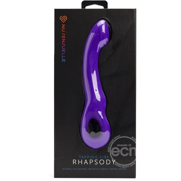 Nu Sensuelle Rhapsody Rechargeable Silicone Single Tapping Vibrator with Clitoral Stimulation - Deep Purple