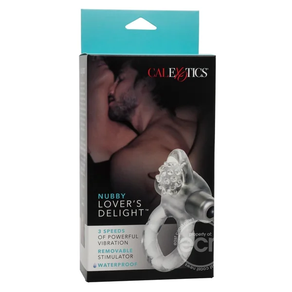 Nubby Lover's Delight Vibrating Cock Ring Cock Ring with Clitoral Stimulation - Clear