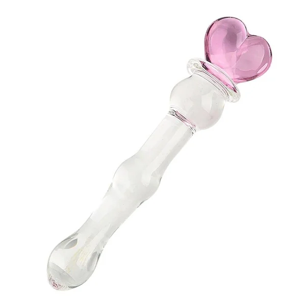 OLO Anal Beads Glass Dildo Pink Heart Butt Plug Vaginal and Anal Stimulation Anal Plug Sex Toys for Women Men Adult Sex Products