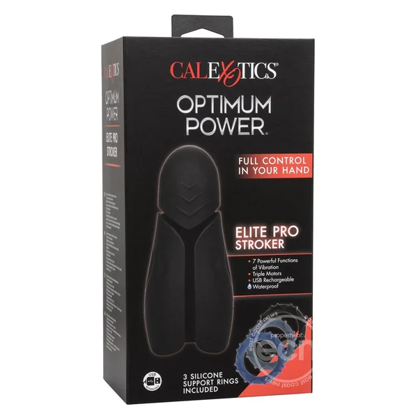 Optimum Power Elite Pro Stroker Silicone Rechargeable Masturbator - Black