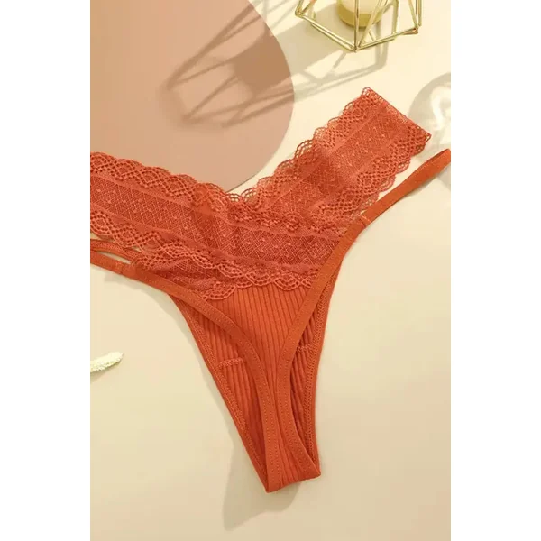 Orange Lace Strappy Thong