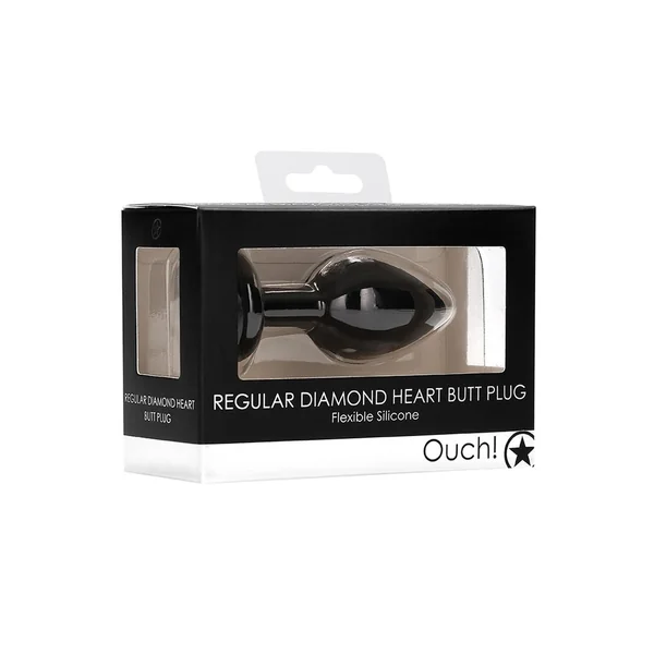 Ouch! Diamond Heart Butt Plug - Regular - Black