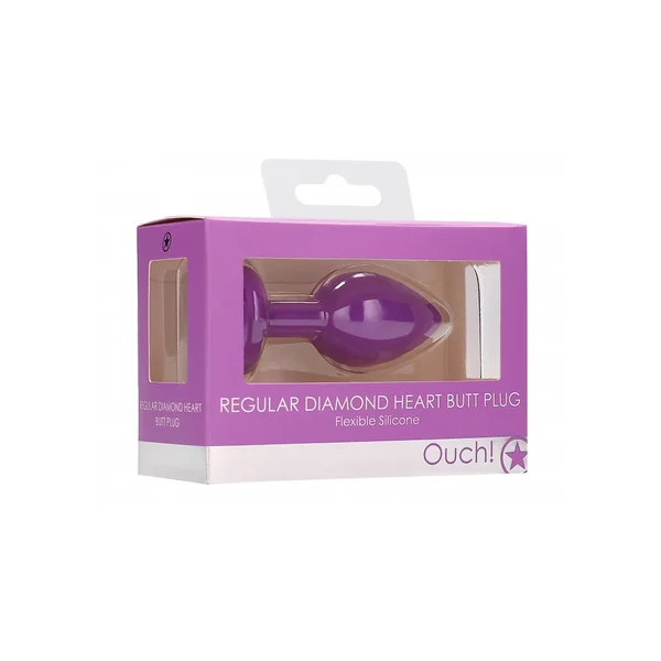 Ouch! Diamond Heart Butt Plug - Regular - Purple