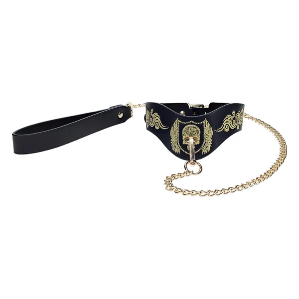 Ouch! Florence Collection Collar with Leash – Stylish PU Leather Bondage Accessory