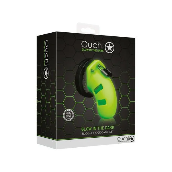 Ouch! Glow in the Dark 3.5 in. Silicone Cock Cage Neon Green