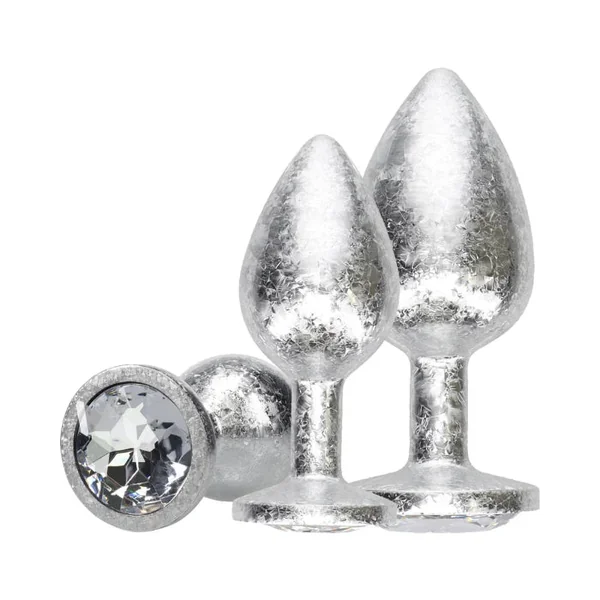 Ouch! International New York Collection Metal 3 Piece Weighted Anal Plug Set With Gem