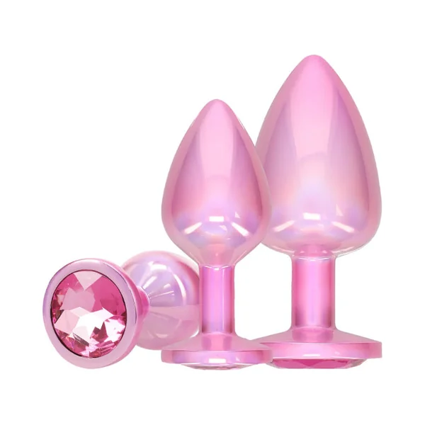Ouch! International Paris Collection Metal 3 Piece Weighted Anal Plug Set With Gem