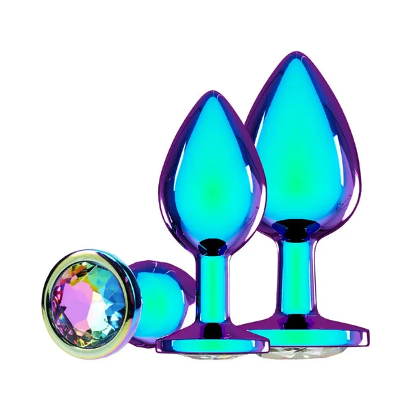 Ouch! International Venice Collection Metal 3 Piece Weighted Anal Plug Set With Gem