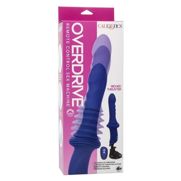 Overdrive Remote Control Rechargeable Silicone Sex Machine Ridge Thruster - Purple