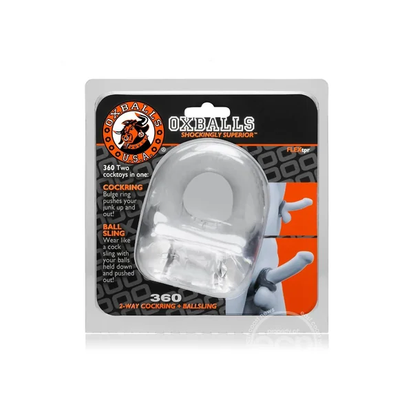 Oxballs 360 2-Way Cock Ring and Ball Sling - Clear