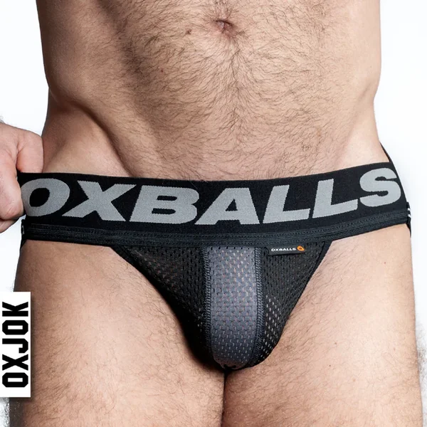 OXBALLS Airmesh Swagger Jockstrap Tar Black