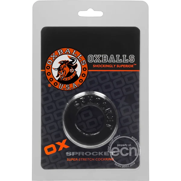 Oxballs Atomic Jock Sprocket Super Stretchy Cock Ring 2.8in- Black