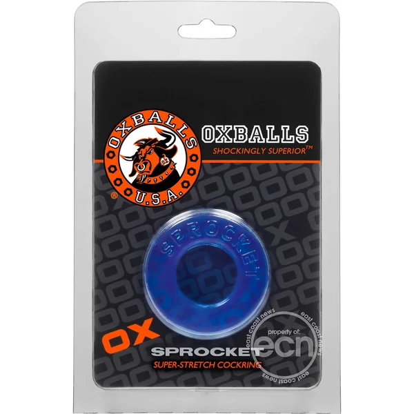 Oxballs Atomic Jock Sprocket Super Stretchy Cock Ring 2.8in - Blue