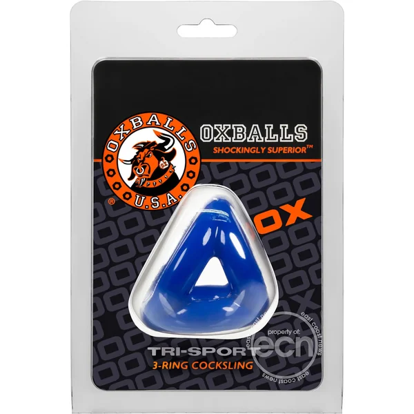 Oxballs Atomic Jock Tri-Sport 3-Ring Cocksling - Blue