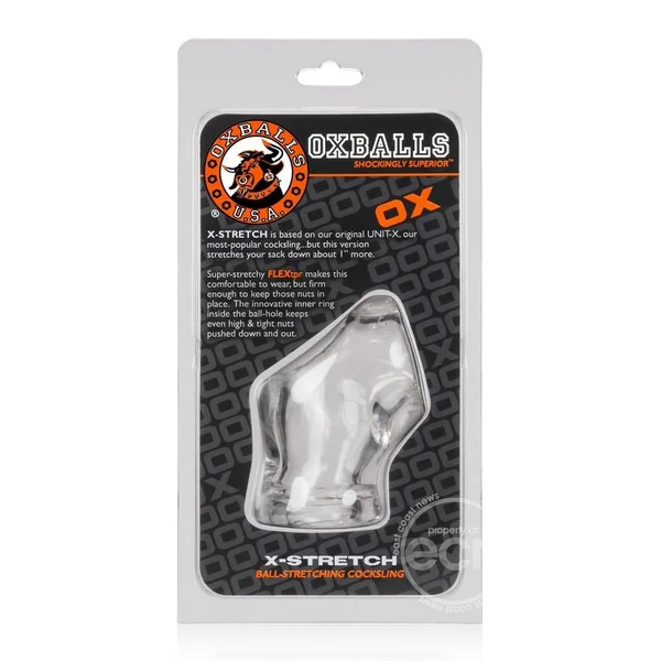 Oxballs Atomic Jock Unit-X Cock Ring and Ball Stretcher 3in - Clear
