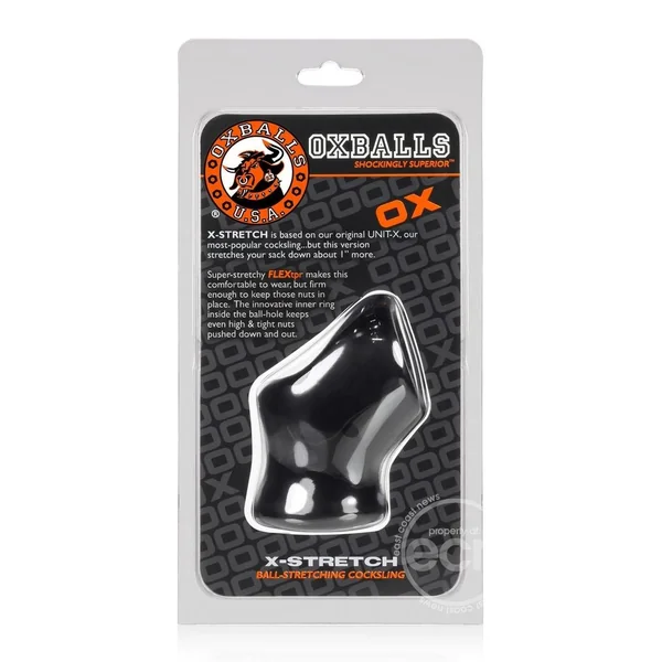 Oxballs Atomic Jock Unit-X Cock Ring and Ball Stretcher - Black