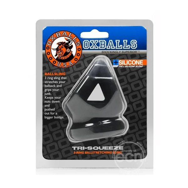 Oxballs Tri-Squeeze Silicone 3-Ring Ball Stretching Sling - Black