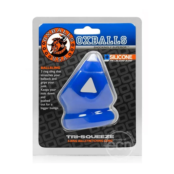 Oxballs Tri-Squeeze Silicone 3-Ring Ball Stretching Sling - Blue
