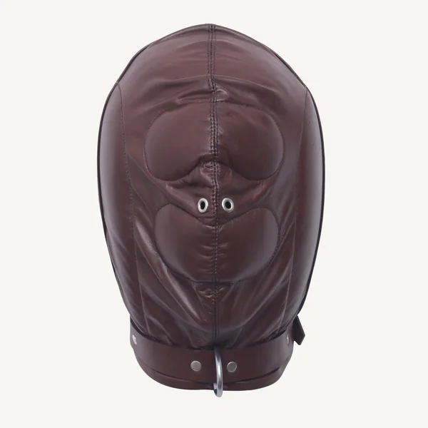 Padded Leather Bondage Hood with Adjustable Straps