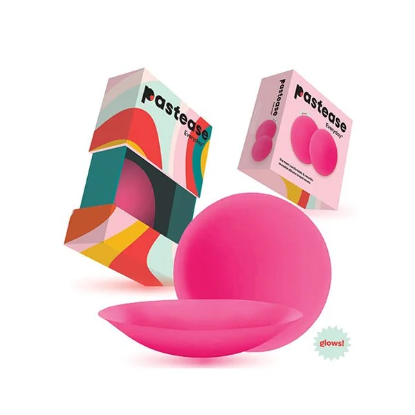 Pastease HALOS Silicone Nipple Covers w/Travel Box - Neon Pink D+ Cup 10 or More Uses