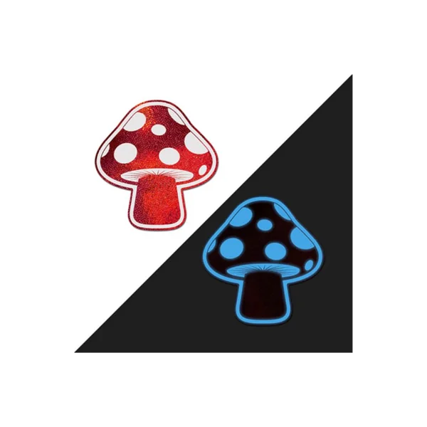 Pastease Mushroom: Shiny Red & White Glow-in-the-Dark Shroom Pasties