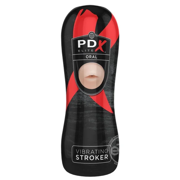 PDX Elite Vibrating Oral Masturbator with Bullet - Mouth - Vanilla/Black