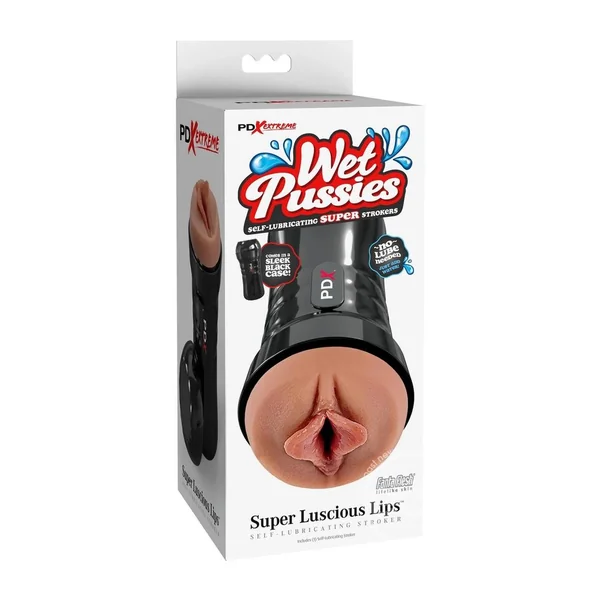 PDX Extreme Wet Pussies Super Luscious Lips Self Lubricating Stroker - Caramel