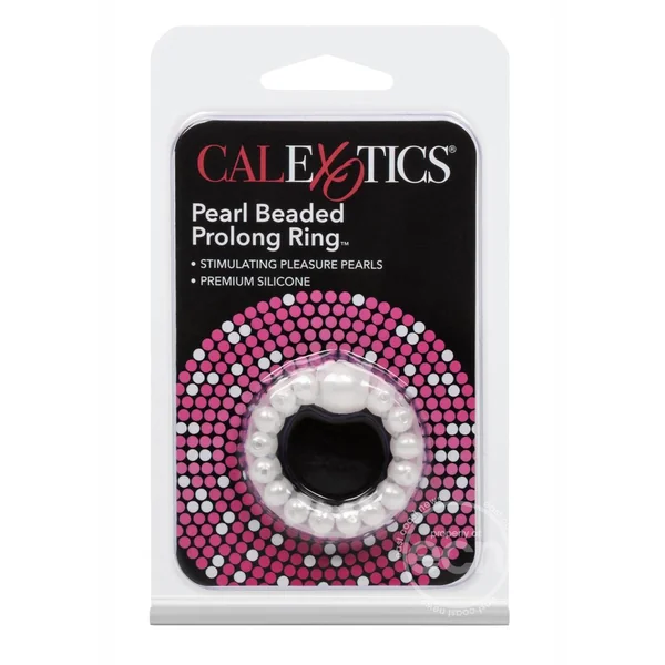 Pearl Beaded Prolong Silicone Cock Ring - White