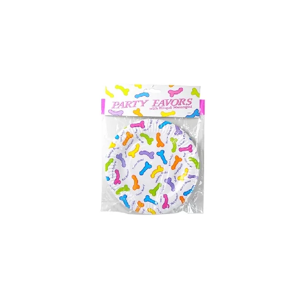 PECKER PARTY PAPER PLATES, 6 PCS IN POLYBAG WITH HEADER.