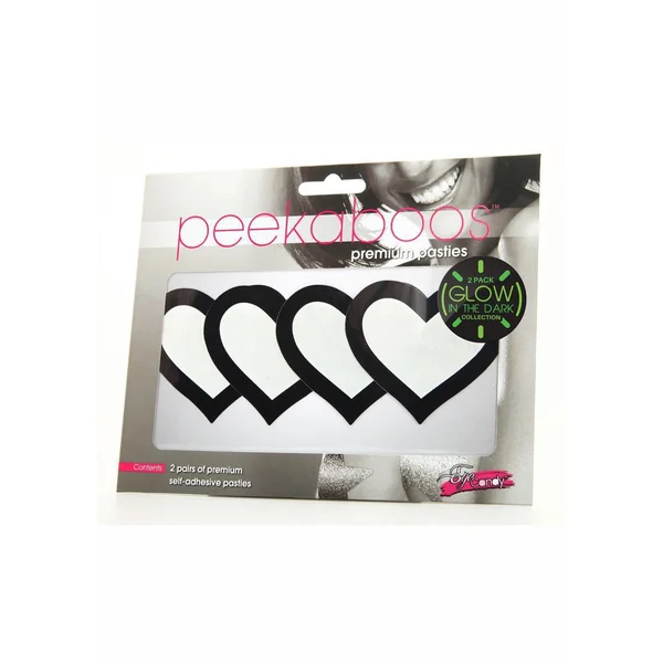 Peekaboo Glow In The Dark Hearts Pasties - Black/Green