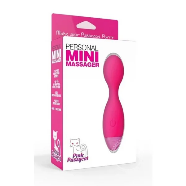 Pink Pussycat Vibrating Rechargeable Personal Mini Massager - Pink